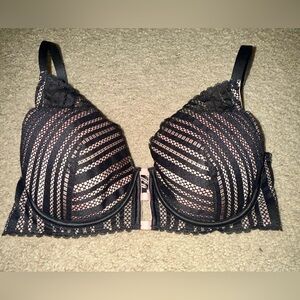 Victoria's Secret Black Lace Bra with Nude Underlay